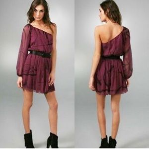 NWT Alice & Olivia Elyse one-shoulder silk dress L